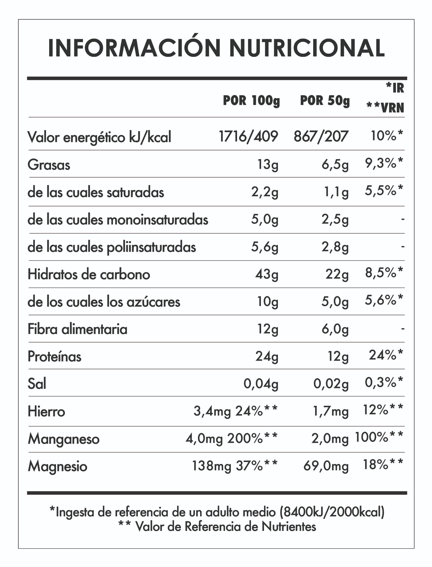 Tabela Nutricional - Super Desayuno Extra Protein - Frutos Rojos
